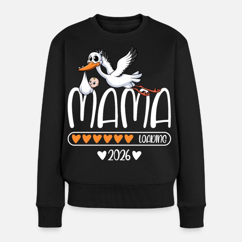 Mama 2026 loading - Frauen Premium Bio Pullover - Schwarz