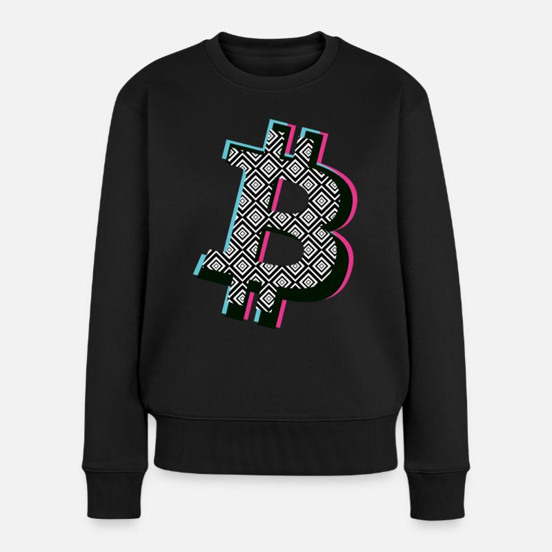 Bitcoin B Popart - Frauen Premium Bio Pullover - Schwarz