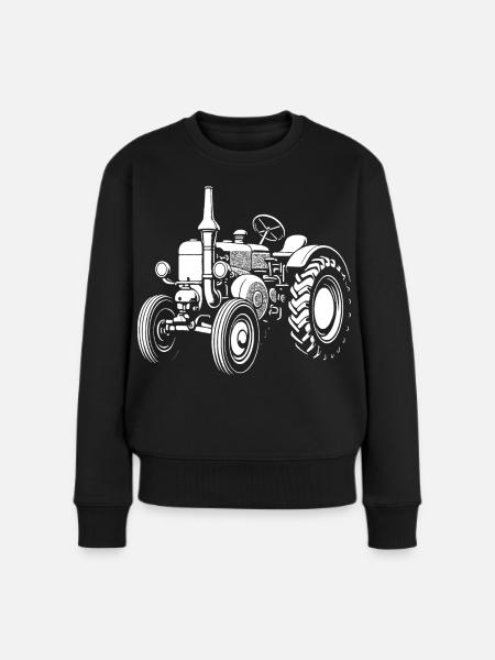Nostalgischer Ackerheld - Frauen Premium Bio Pullover - Schwarz
