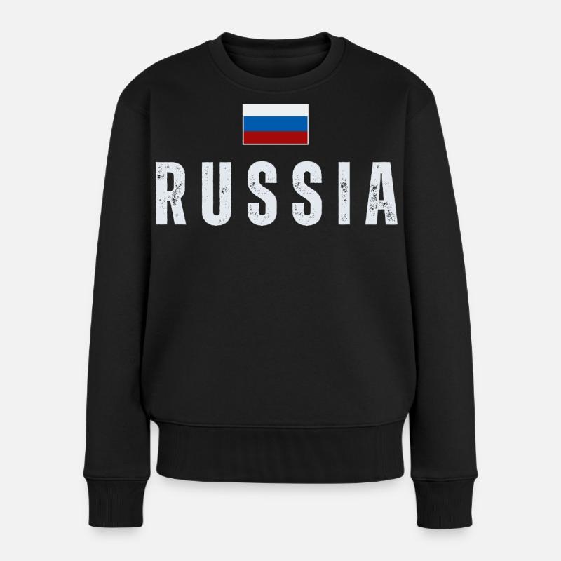 Russische Flagge, russischer Stolz - Frauen Premium Bio Pullover - Schwarz