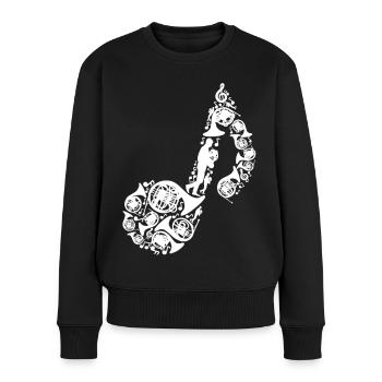 Waldhorn Musiknote - Frauen Premium Bio Pullover - Schwarz - Vorne - Julia (174cm)
