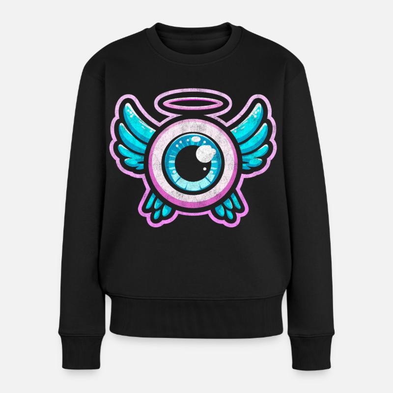 Œil fantaisiste avec conception d’ailes d’ange - Pull Premium bio Femme - noir