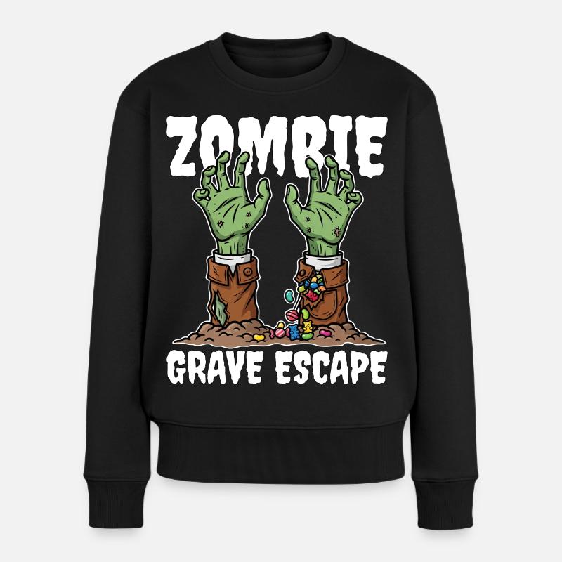 ZOMBIE_GRAVE_ESCAPE - Frauen Premium Bio Pullover - Schwarz