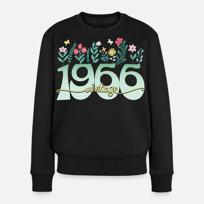 1966 Blumen 60 Jahre Jubiläum Frau - Frauen Premium Bio Pullover - Schwarz