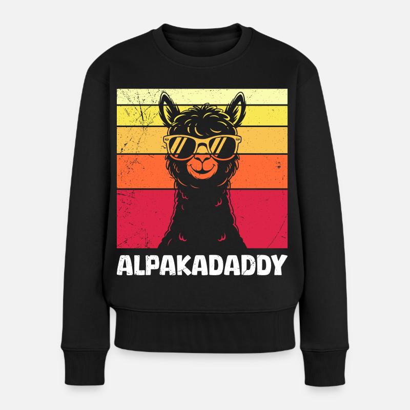 Werdender Vater ALPAKAPAPA Retro Lustiges - Frauen Premium Bio Pullover - Schwarz