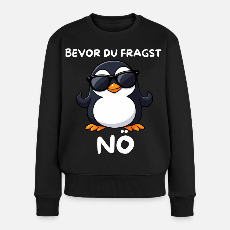 Pinguin mit Sonnenbrille NÖ - Frauen Premium Bio Pullover - Schwarz