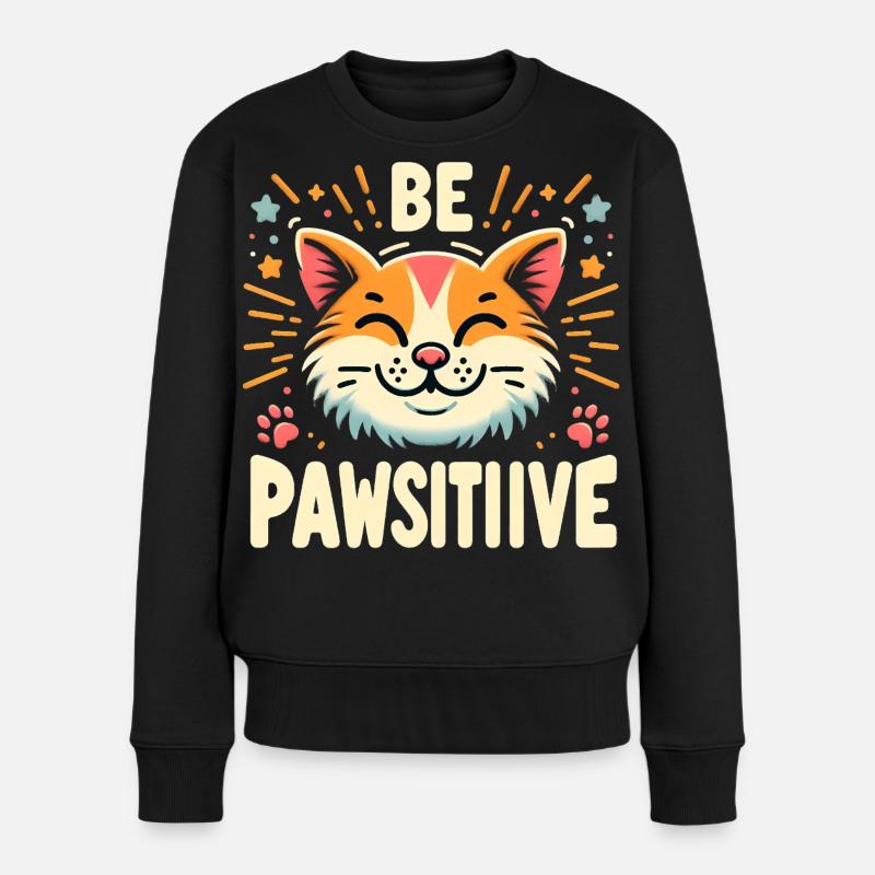 Be pawsitive süße Katze - Frauen Premium Bio Pullover - Schwarz