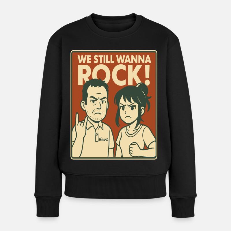 Rebellisches Rock-Elternduo - Frauen Premium Bio Pullover - Schwarz