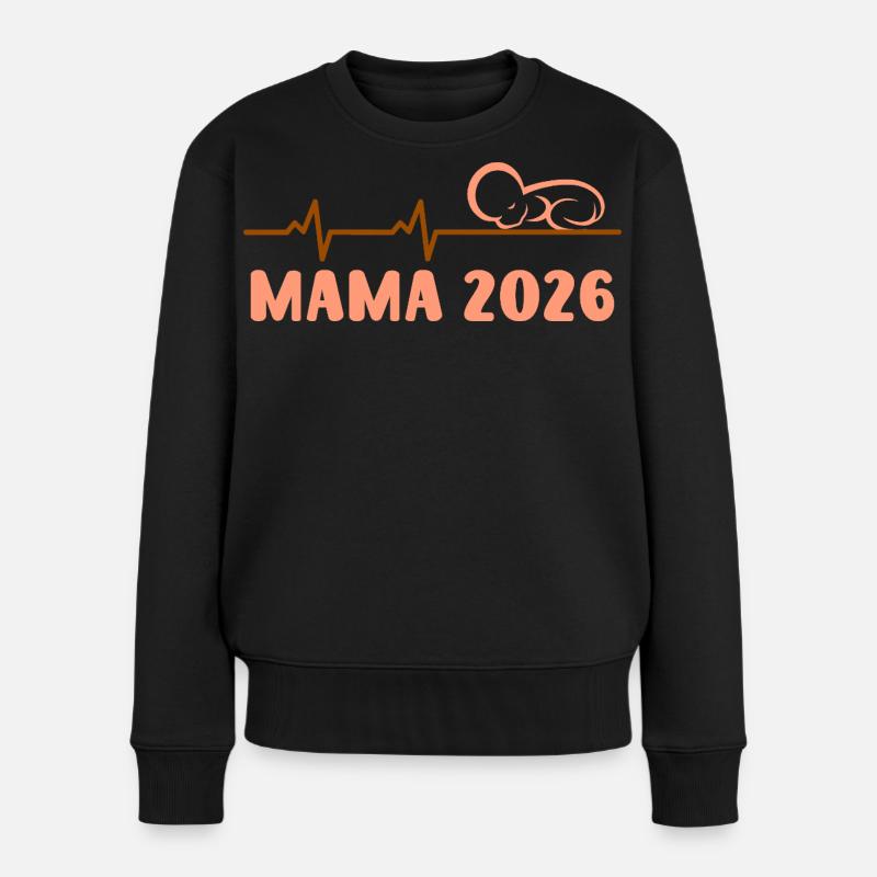Future maman MAMA 2026 Bébé arrive Drôle - Pull Premium bio Femme - noir