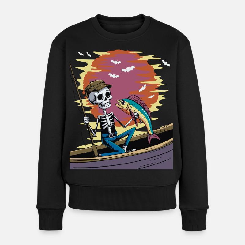 Skeleton angler at sunset dolphinfish mahi - Women's Premium Organic Jumper - black