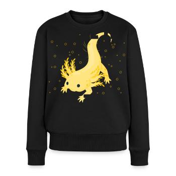 Design gecko lumineux avec détail jaune - Pull Premium bio Femme - noir - Devant - Julia (174cm)