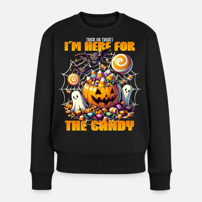 I’m here for the candy – Halloween Trick or Treat - Frauen Premium Bio Pullover - Schwarz
