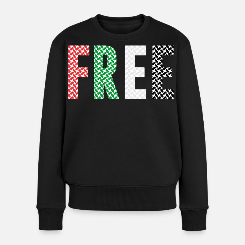 Freies Palästina - Frauen Premium Bio Pullover - Schwarz