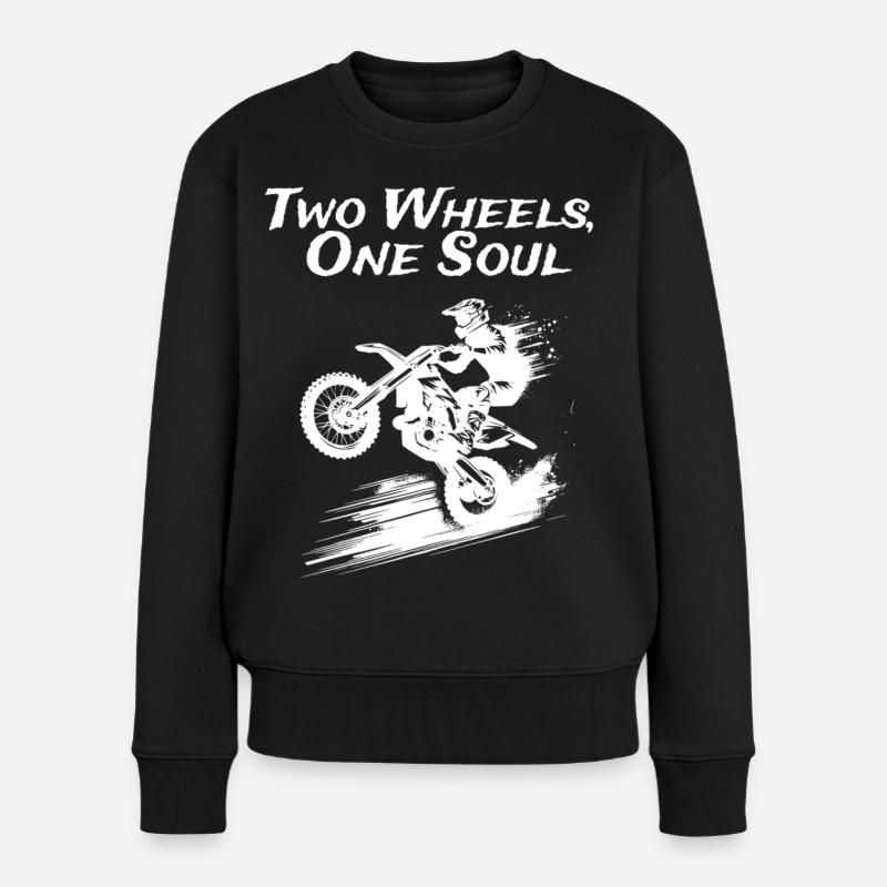 Two Wheels, One Soul - Frauen Premium Bio Pullover - Schwarz