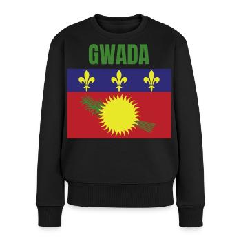T-shirt GWADA drapeau Guadeloupe - Pull Premium bio Femme - noir - Devant - Julia (174cm)