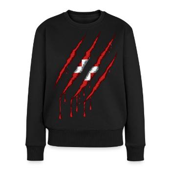Danemark griffe grunge dannebrog drapeau scratch - Pull Premium bio Femme - noir - Devant - Julia (174cm)