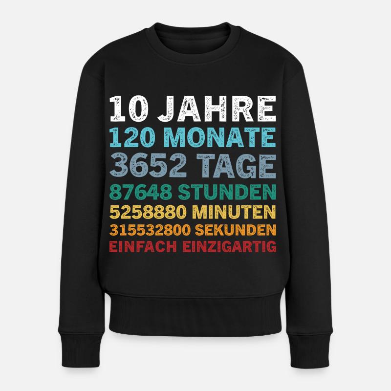 10. Geburtstag Alter 10 Jahre 120 Monate Lustig  - Frauen Premium Bio Pullover - Schwarz