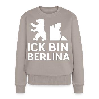 Ick bin Berlina - Frauen Premium Bio Pullover - Taupe - Vorne - Julia (174cm)