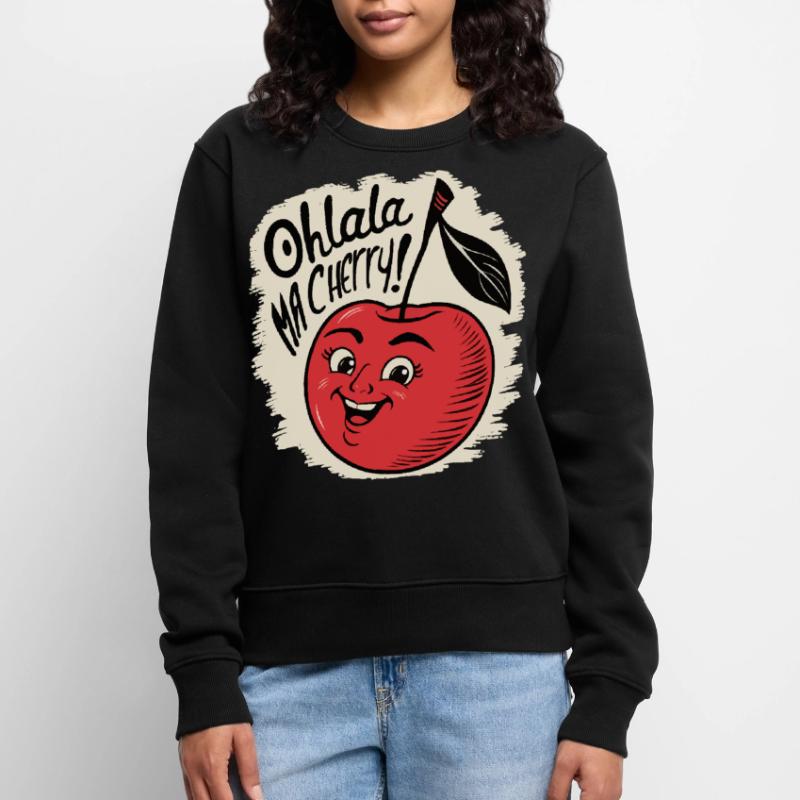 Ohlala Ma Kirsche Geschenkidee Süßes Mädchen Frauen Premium Bio Pullover