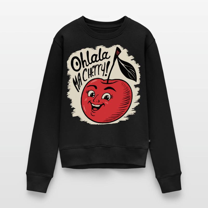 Ohlala Ma Kirsche Geschenkidee Süßes Mädchen Frauen Premium Bio Pullover