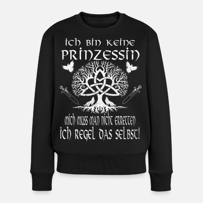 Wikikinger Schildmaiden Ich bin keine Prinzessin  - Frauen Premium Bio Pullover - Schwarz