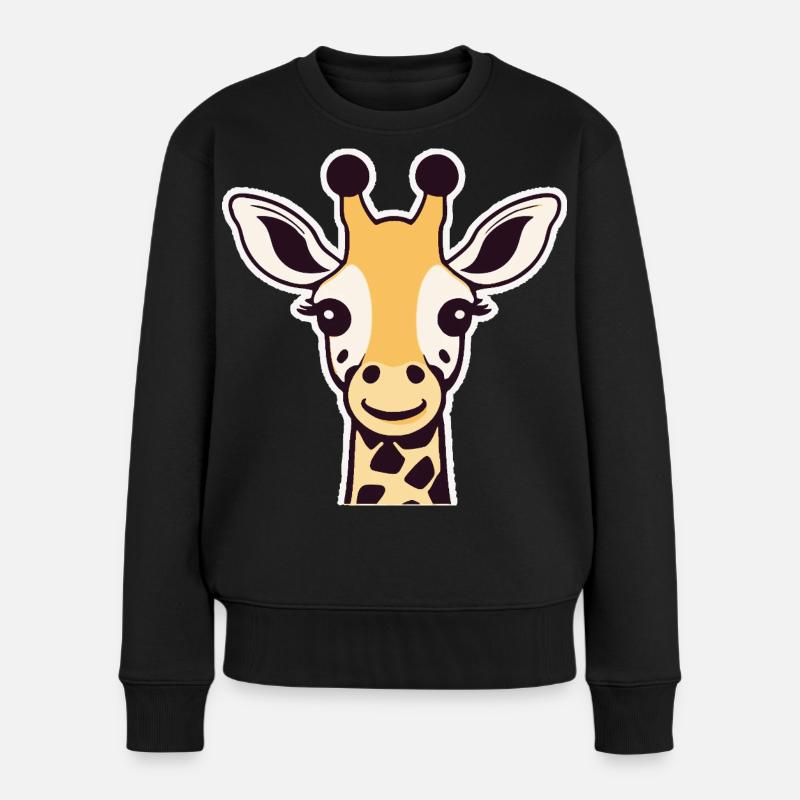 Niedliche Giraffe (Kopf) - Frauen Premium Bio Pullover - Schwarz