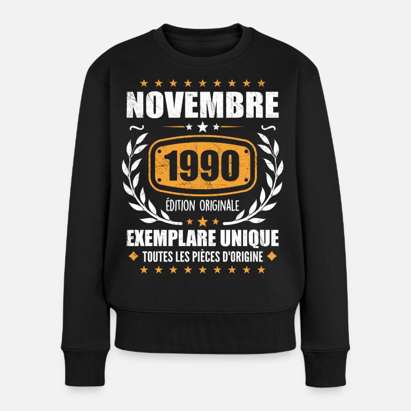 November 1990 Original Edition Vintage November - Frauen Premium Bio Pullover - Schwarz