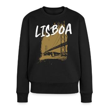 Lissabon, 25. April Brücke über den Tejo, Portugal - Frauen Premium Bio Pullover - Schwarz - Vorne - Julia (174cm)