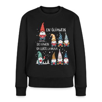 Ein Glühwein Wichtel La Nalala Weihnachten - Frauen Premium Bio Pullover - Schwarz - Vorne - Julia (174cm)