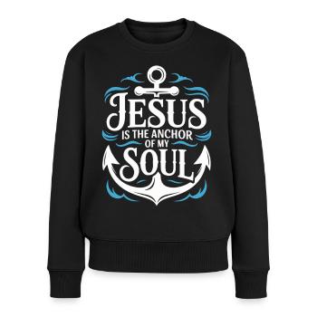 Jesus ist der Anker meiner Seele - Frauen Premium Bio Pullover - Schwarz - Vorne - Julia (174cm)