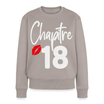 Design Geburtstag 18 Jahre altes Mädchen Kapitel 18 - Frauen Premium Bio Pullover - Taupe - Vorne - Julia (174cm)