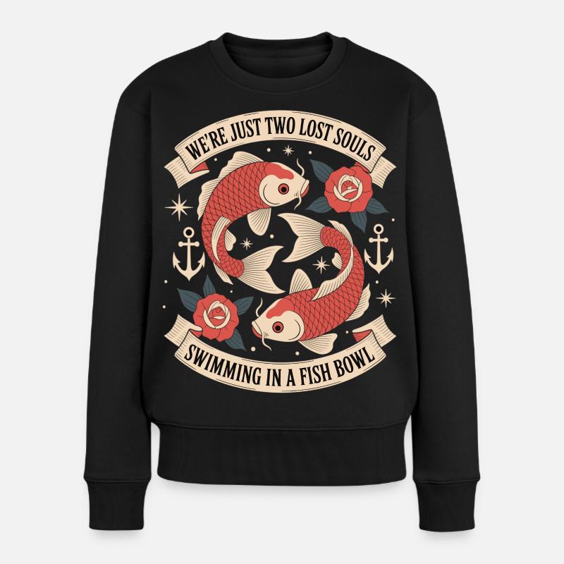 Deux âmes perdues - Style de tatouage de poisson koi - Pull Premium bio Femme - noir