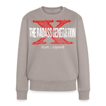 Generation X 1968  Retro - Frauen Premium Bio Pullover - Taupe - Vorne - Julia (174cm)