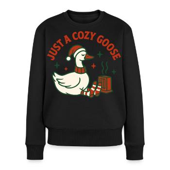 Weihnachtsgans nur ein gemütlicher Gänseurlaub - Frauen Premium Bio Pullover - Schwarz - Vorne - Julia (174cm)