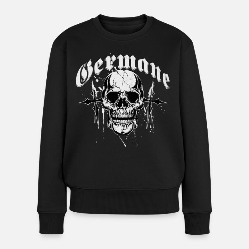 Gothic Skull Cross Print Germanic - Women's Premium Organic Jumper - black
