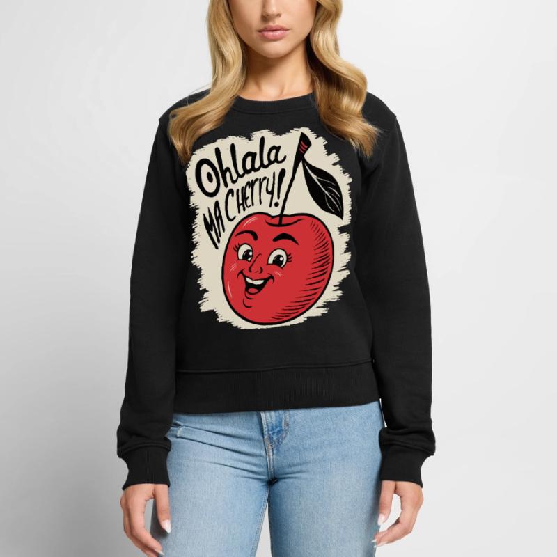 Ohlala Ma Kirsche Geschenkidee Süßes Mädchen Frauen Premium Bio Pullover