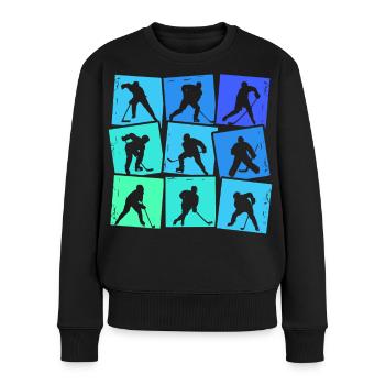 Eishockeyspieler Eishockey Jungen Kinder Herren - Frauen Premium Bio Pullover - Schwarz - Vorne - Julia (174cm)