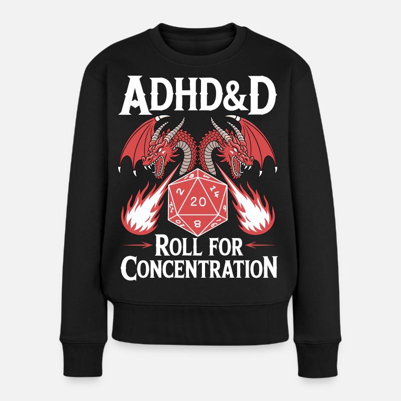 Rouleau pour la concentration TDAH - Pull Premium bio Femme - noir