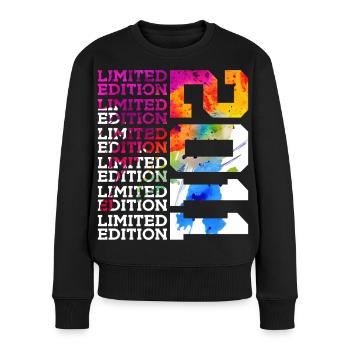 LIMITED EDITION 2011 15 JAHRE 15. GEBURTSTAG - Frauen Premium Bio Pullover - Schwarz - Vorne - Julia (174cm)