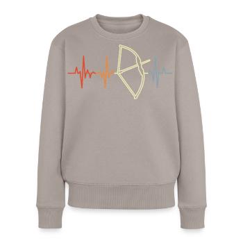 Bogenjagd Pulsschlag - Frauen Premium Bio Pullover - Taupe - Vorne - Julia (174cm)