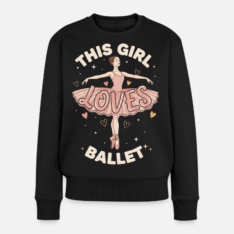 Mädchen Liebt Ballett. Junge Ballerina-tänzerin - Frauen Premium Bio Pullover - Schwarz