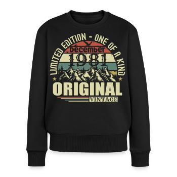 Dezember 1981 Dezember Jahrestag Dezember 1981 - Frauen Premium Bio Pullover - Schwarz - Vorne - Julia (174cm)