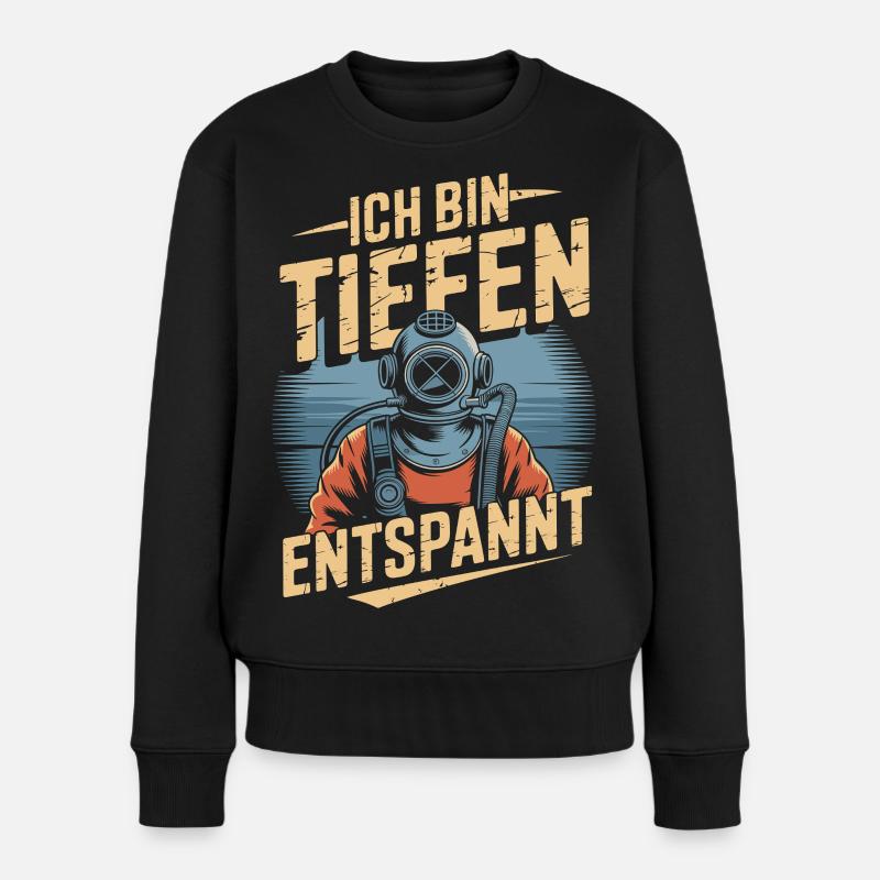 Tauchen Ich bin tiefenentspannt Taucherhelm - Frauen Premium Bio Pullover - Schwarz