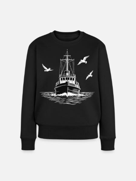 Fischkutter Trawler Fischer Meer - Frauen Premium Bio Pullover - Schwarz
