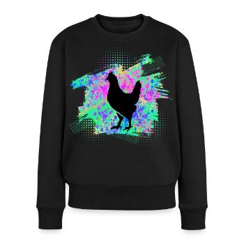 Huhn Hühner - Frauen Premium Bio Pullover - Schwarz - Vorne - Julia (174cm)