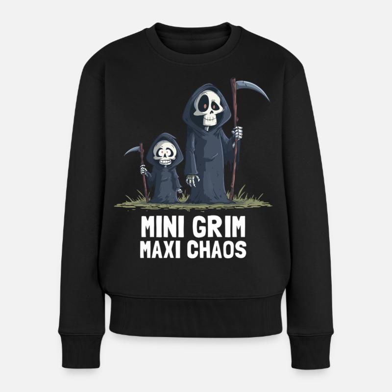 Kleiner Grim – Der Sensenmann des Chaos - Frauen Premium Bio Pullover - Schwarz