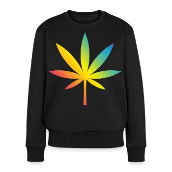 Cannabis / Marijuana / Chanvre (Arc-en-ciel / Histoire) - Pull Premium bio Femme - noir - Devant - Julia (174cm)