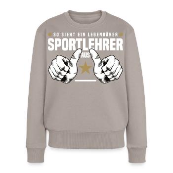 Sportlehrer - Frauen Premium Bio Pullover - Taupe - Vorne - Julia (174cm)