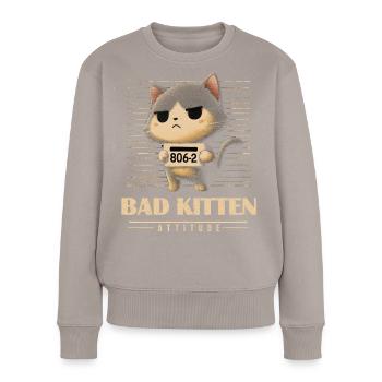 Bad Kitten Attitude - Frauen Premium Bio Pullover - Taupe - Vorne - Julia (174cm)