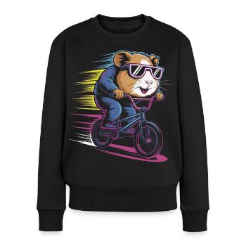 Rasender Hamster Radler - Frauen Premium Bio Pullover - Schwarz - Vorne - Julia (174cm)